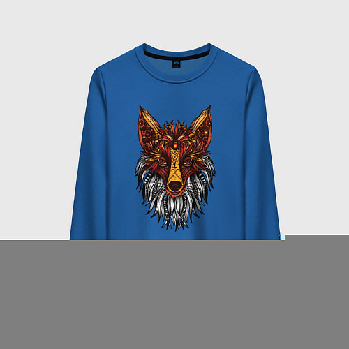 Женский свитшот Лиса в стиле Мандала Mandala Fox / Синий – фото 1