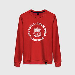 Свитшот хлопковый женский Символ Liverpool и надпись Football Legends and Ch, цвет: красный