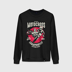 Свитшот хлопковый женский МОТОКРОСС ЧЕМПИОН, цвет: черный