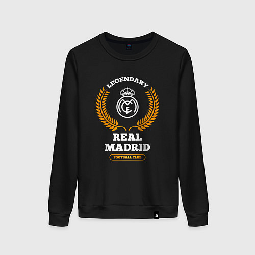 Женский свитшот Лого Real Madrid и надпись Legendary Football Club / Черный – фото 1