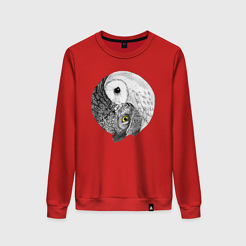 Женский свитшот Инь Янь по совиному / Красный – фото 1