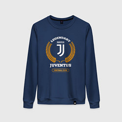 Свитшот хлопковый женский Лого Juventus и надпись Legendary Football Club, цвет: тёмно-синий