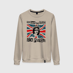Свитшот хлопковый женский Sex Pistols - God Save The Queen, цвет: миндальный
