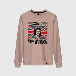 Свитшот хлопковый женский Sex Pistols - God Save The Queen, цвет: пыльно-розовый