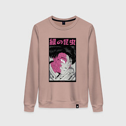 Свитшот хлопковый женский Японский аниме монстр Гуль Japan Anime Ghoul, цвет: пыльно-розовый