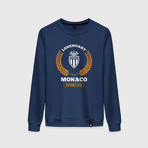 Женский свитшот Лого Monaco и надпись Legendary Football Club / Тёмно-синий – фото 1