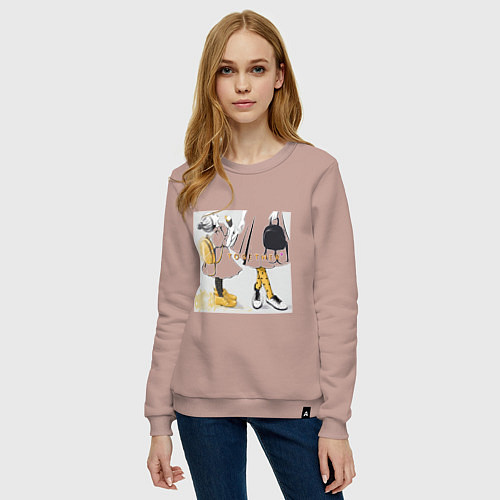 Женский свитшот Мама и дочка с мороженым держатся за руки надпись / Пыльно-розовый – фото 3