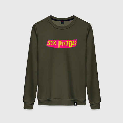 Женский свитшот Sex Pistols Yellow-Pink Logo / Хаки – фото 1