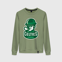 Свитшот хлопковый женский Celtics Team, цвет: авокадо