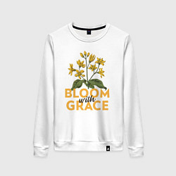 Свитшот хлопковый женский Bloom with grace, цвет: белый