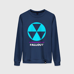 Свитшот хлопковый женский Символ Fallout в неоновых цветах, цвет: тёмно-синий