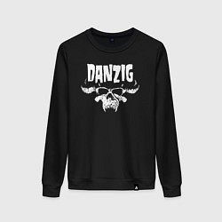 Свитшот хлопковый женский Danzig skull, цвет: черный