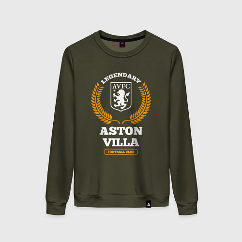 Женский свитшот Лого Aston Villa и надпись Legendary Football Club / Хаки – фото 1