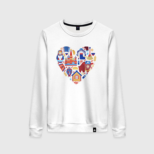 Женский свитшот Сердце Россия / Белый – фото 1