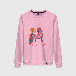 Свитшот хлопковый женский UNICORN HORSE, цвет: светло-розовый