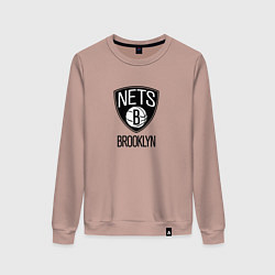 Свитшот хлопковый женский Бруклин Нетс NBA, цвет: пыльно-розовый