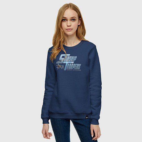 Женский свитшот Starship Troopers Лого с жуком / Тёмно-синий – фото 3