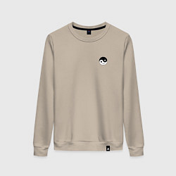 Свитшот хлопковый женский ИНЬ ЯНЬ СМАЙЛ MINI, цвет: миндальный