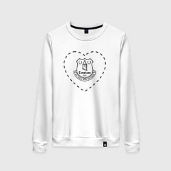 Свитшот хлопковый женский Лого Everton в сердечке, цвет: белый