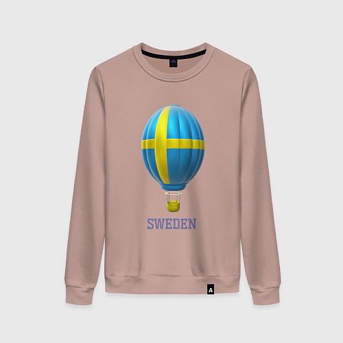 Женский свитшот 3d aerostat Sweden flag / Пыльно-розовый – фото 1