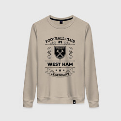 Свитшот хлопковый женский West Ham: Football Club Number 1 Legendary, цвет: миндальный