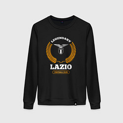 Свитшот хлопковый женский Лого Lazio и надпись Legendary Football Club, цвет: черный