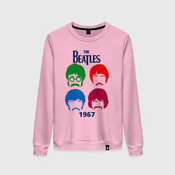 Свитшот хлопковый женский The Beatles образы группы, цвет: светло-розовый