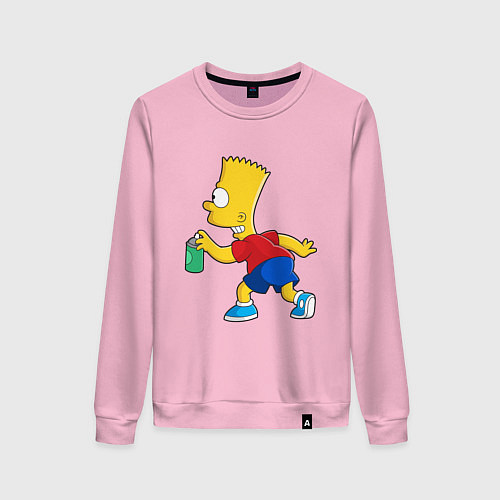 Женский свитшот Барт Симпсон принт / Светло-розовый – фото 1
