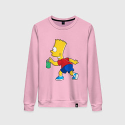 Свитшот хлопковый женский Барт Симпсон принт, цвет: светло-розовый