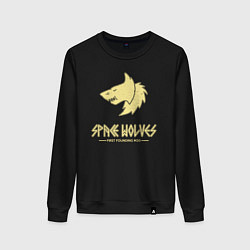 Свитшот хлопковый женский Космические волки лого винтаж, цвет: черный