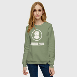 Свитшот хлопковый женский Имперские кулаки лого винтаж, цвет: авокадо — фото 2