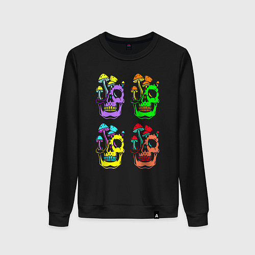 Женский свитшот Skulls Pop art / Черный – фото 1