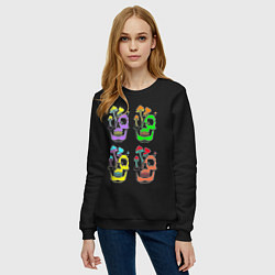 Свитшот хлопковый женский Skulls Pop art, цвет: черный — фото 2