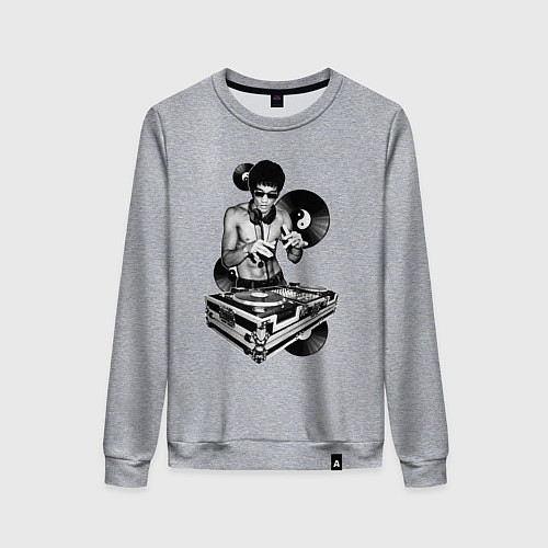 Женский свитшот Bruce Lee - Vinyl Dj / Меланж – фото 1