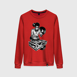 Свитшот хлопковый женский Bruce Lee - Vinyl Dj, цвет: красный