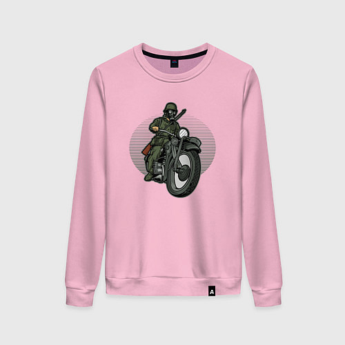 Женский свитшот Сталкер на мотоцикле / Светло-розовый – фото 1