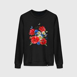 Женский свитшот Летний букет мак василек ромашка цветы лето