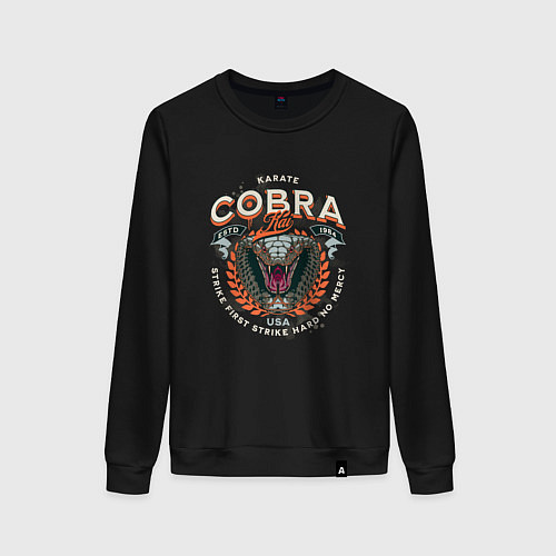 Женский свитшот Кобра Кай - логотип с Коброй Cobra Kai Logo / Черный – фото 1