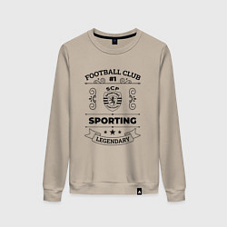 Свитшот хлопковый женский Sporting: Football Club Number 1 Legendary, цвет: миндальный