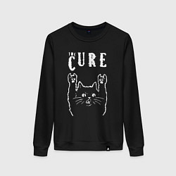 Свитшот хлопковый женский The Cure рок кот, цвет: черный