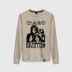 Свитшот хлопковый женский Led Zeppelin Black, цвет: миндальный