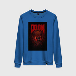 Свитшот хлопковый женский Doom - helmet skull, цвет: синий