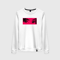 Свитшот хлопковый женский Anime Sad Eye, цвет: белый