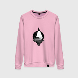Свитшот хлопковый женский Яхта в круге, цвет: светло-розовый