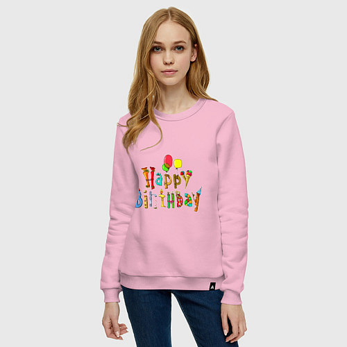 Женский свитшот Happy birthday greetings / Светло-розовый – фото 3