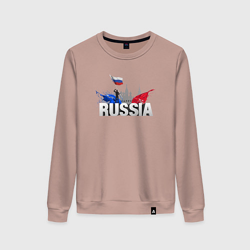 Женский свитшот Russia объемный текст / Пыльно-розовый – фото 1