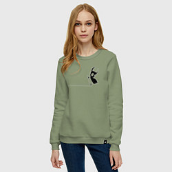 Свитшот хлопковый женский Hollow Knight на краю, цвет: авокадо — фото 2