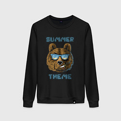 Свитшот хлопковый женский Beach bear - summer theme, цвет: черный