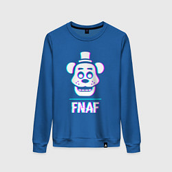 Свитшот хлопковый женский FNAF в стиле glitch и баги графики, цвет: синий