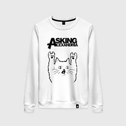 Свитшот хлопковый женский Asking Alexandria - rock cat, цвет: белый